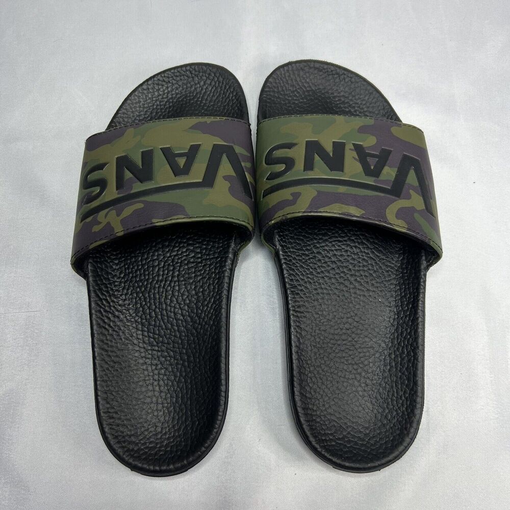 Vans Men's Camo Slides Slip-On Sandals Black Green Brown Size 7 - Picture 8 of 9